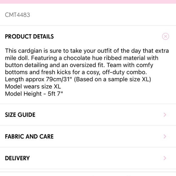 Plus Chocolate Rib Collar Oversized Cardigan - Picture 3 of 3